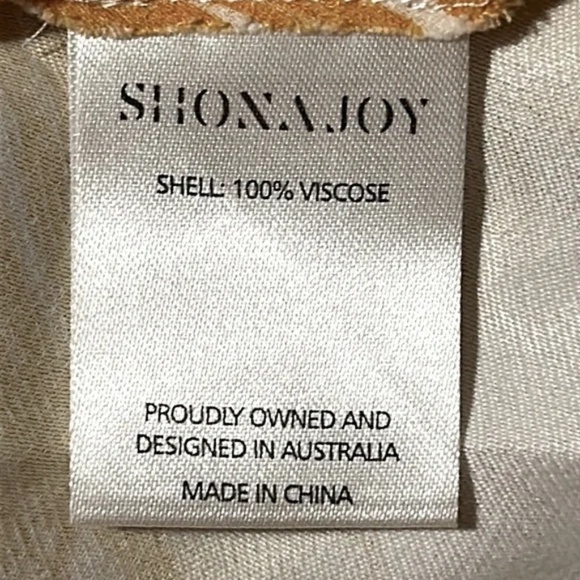 Shona Joy Phoenix Midi Slip Dress in Yellow/ Stone Belted Feather Print Size 6 - Picture 12 of 13